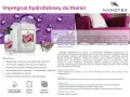Impregnat hydrofobowy Nanotex chroni tkaniny przed wodą i plamami, tworząc niewidzialną barierę. Idealny do odzieży, mebli i namiotów.