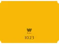 Jasnożółte tło z zaokrąglonymi rogami. Na środku logo z napisem "RAL" i cyframi "1023". Kolor RAL 1023.