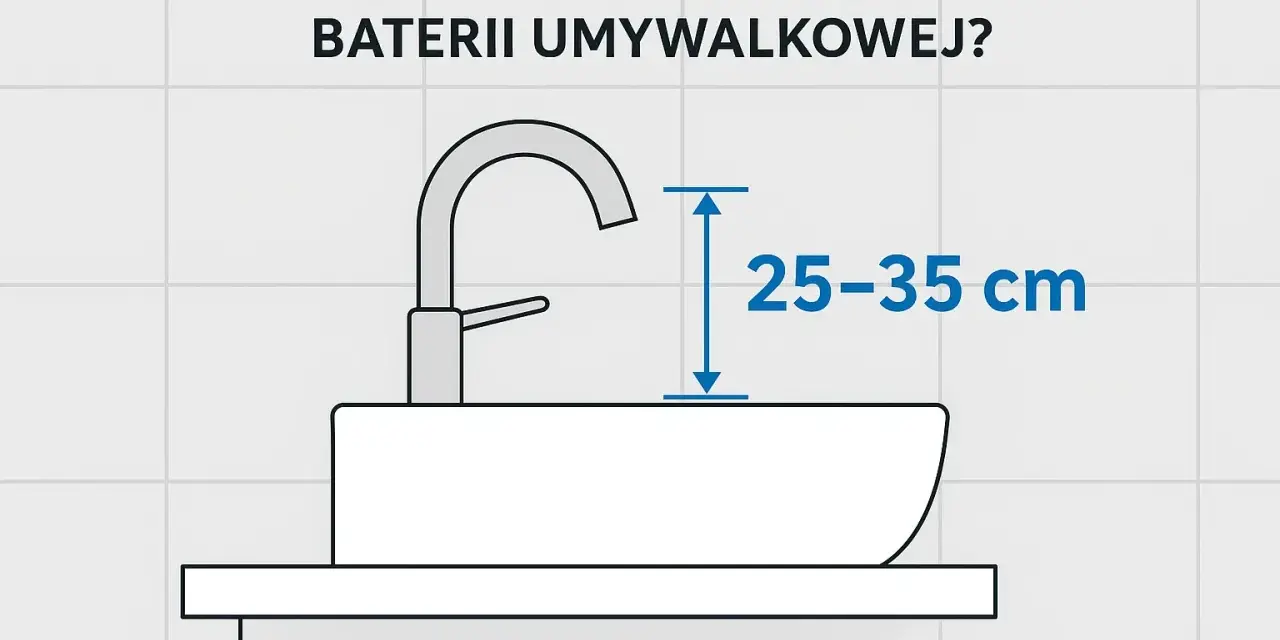 Wysokość umywalki nablatowej: optymalny montaż baterii to 25-35 cm nad jej krawędzią.