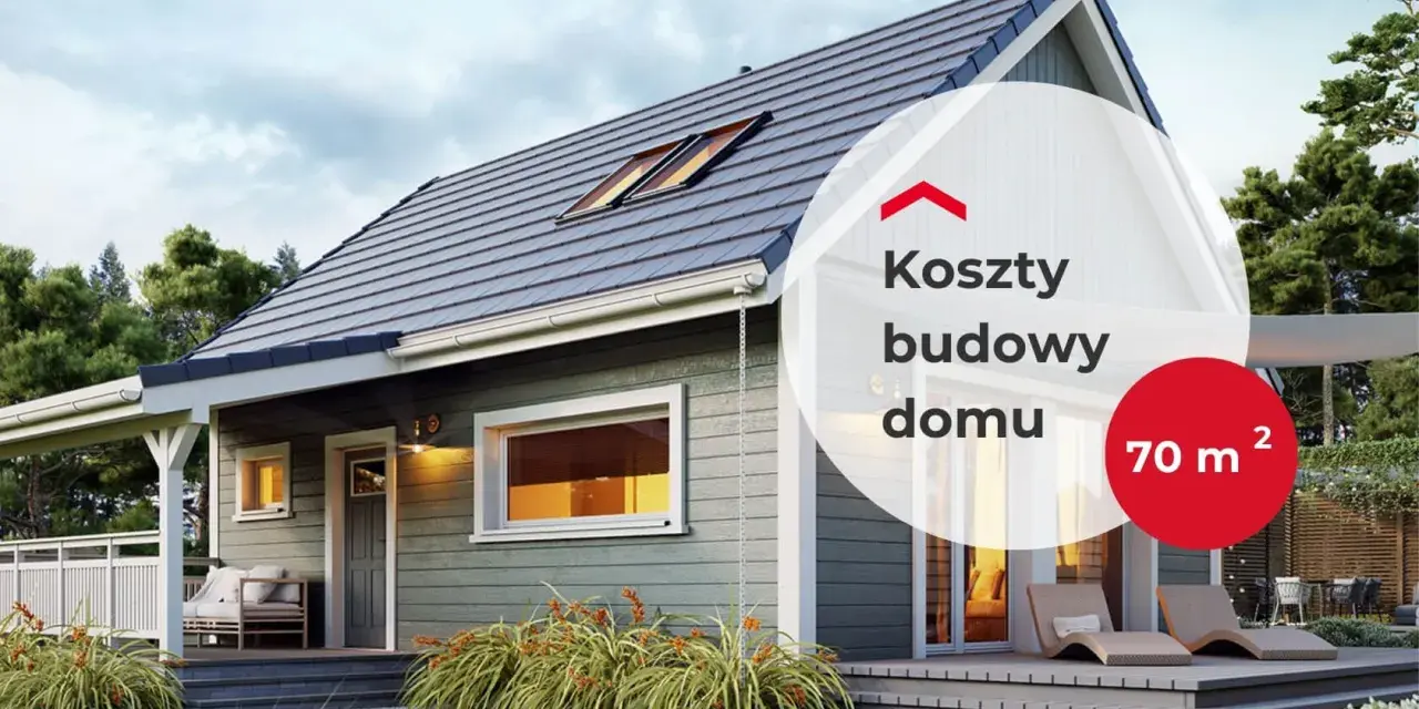 Szacunkowy koszt budowy domu 70m2. Nowoczesny, parterowy dom z tarasem i ogrodem.