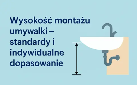 Wysokość umywalki: standardy i indywidualne dopasowanie. Ilustracja pokazuje umywalkę z zaznaczoną miarą wysokości montażu.
