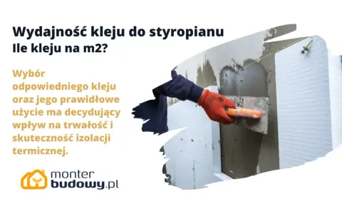 Ręka w rękawicy nakłada klej na styropian kielnią.