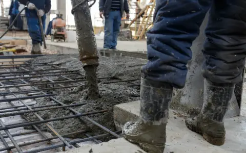 Beton B25 cena za m3. Praca na budowie, lejemy beton na zbrojenie.