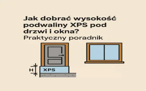 Ilustracja drzwi i okna z podwaliną XPS, z zaznaczoną wysokością H.