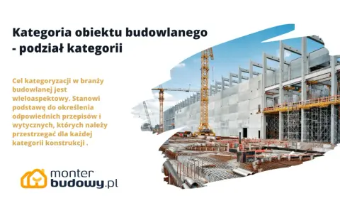 Budowa obiektu budowlanego z żurawiami i zbrojeniem. Kategoria obiektu budowlanego jest kluczowa dla przepisów.