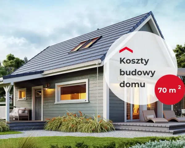 Szacunkowy koszt budowy domu 70m2. Nowoczesny, parterowy dom z tarasem i ogrodem.