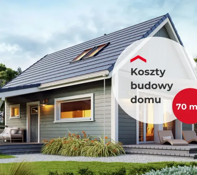 Szacunkowy koszt budowy domu 70m2. Nowoczesny, parterowy dom z tarasem i ogrodem.
