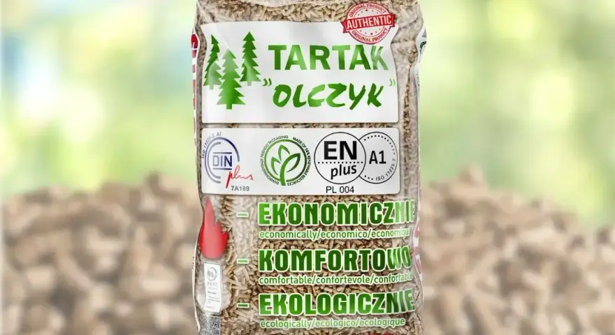 Worek z pelletem drzewnym "Tartak Olczyk". Sprawdź aktualna cena pelletu, by ogrzać dom ekonomicznie, komfortowo i ekologicznie.