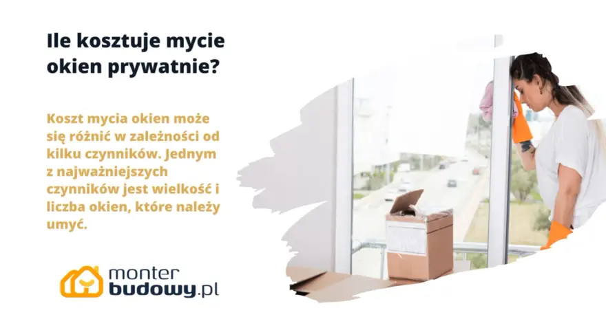 Kobieta w pomarańczowych rękawicach myje okno.