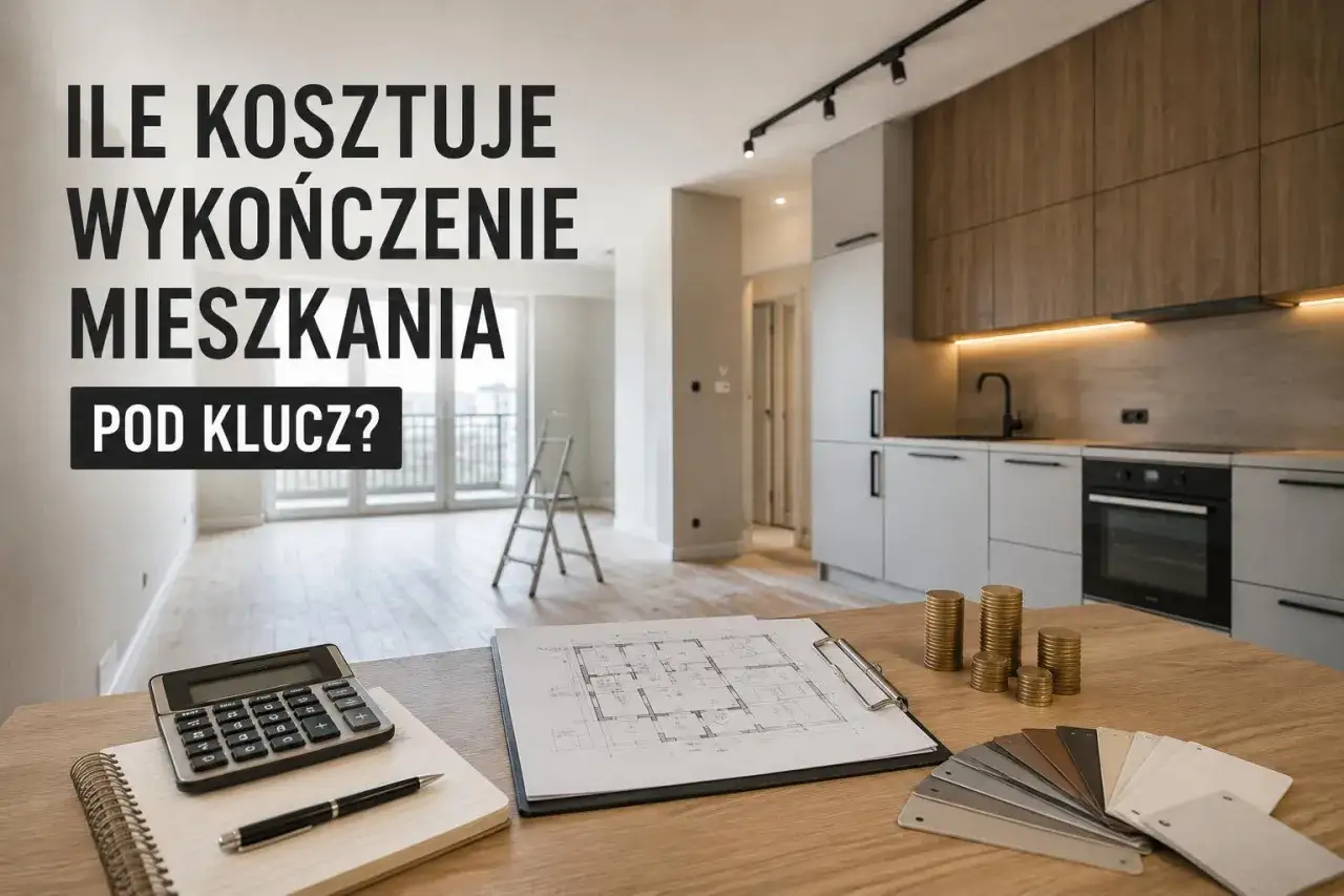 Ile kosztuje wykończenie mieszkania pod klucz? Kalkulator, plany, próbki materiałów i stosy monet sugerują, że to spory wydatek.